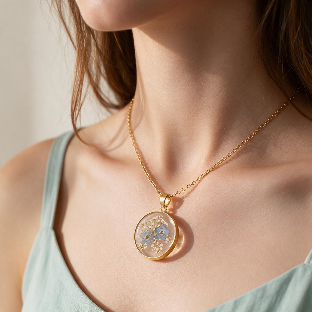 🌼 Floral Necklace | Glass Pendant | Daily Gift for Her