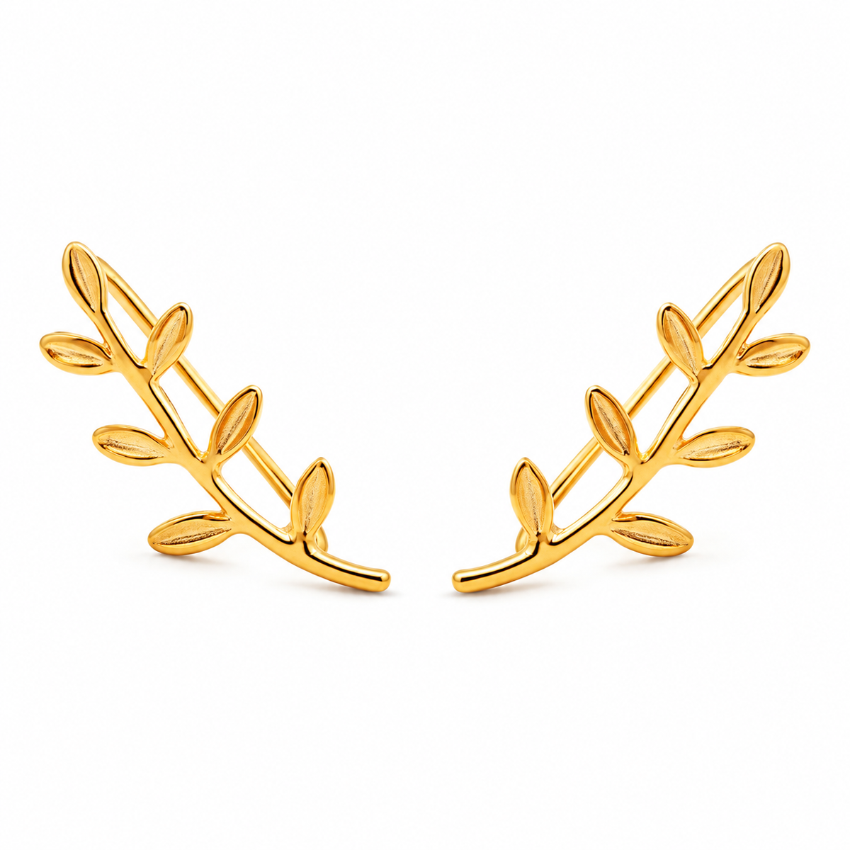 🌿 Ear Climbers | Gold-Tone | Everyday | Her Gift | Leaf Detail