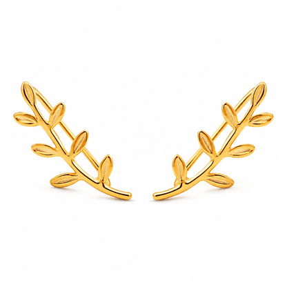 🌿 Ear Climbers | Gold-Tone | Everyday | Her Gift | Leaf Detail