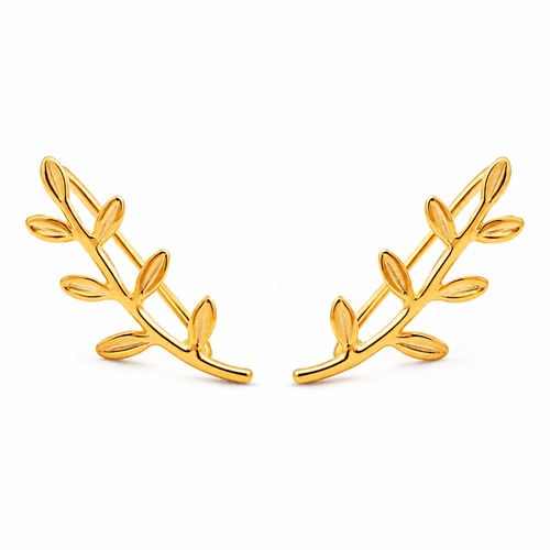 🌿 Ear Climbers | Gold-Tone | Everyday | Her Gift | Leaf Detail