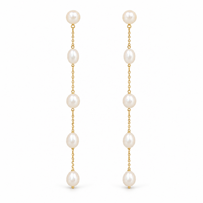 🦢 Elegant Jewelry | Gold-Tone Pearl Drops | Bridal Gift with Graceful Tassels