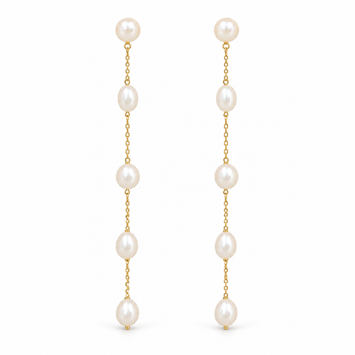 🦢 Elegant Jewelry | Gold-Tone Pearl Drops | Bridal Gift with Graceful Tassels