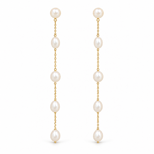 🦢 Elegant Jewelry | Gold-Tone Pearl Drops | Bridal Gift with Graceful Tassels