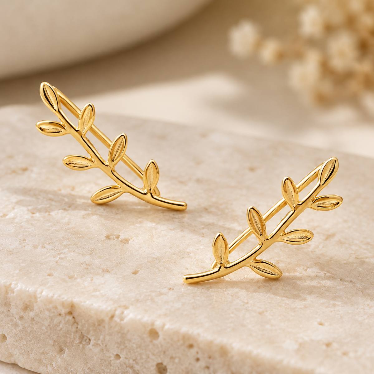 🌿 Ear Climbers | Gold-Tone | Everyday | Her Gift | Leaf Detail