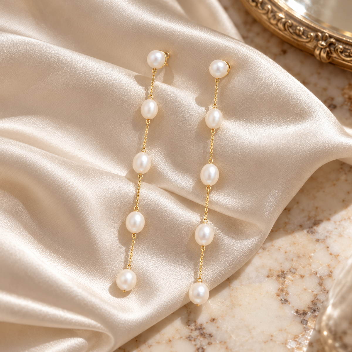 🦢 Elegant Jewelry | Gold-Tone Pearl Drops | Bridal Gift with Graceful Tassels
