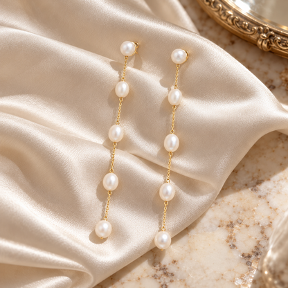 🦢 Elegant Jewelry | Gold-Tone Pearl Drops | Bridal Gift with Graceful Tassels