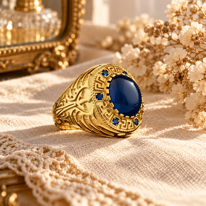 💍 Vintage Statement | Oval Gemstone Signet Ring | Romantic Gift with Regal Charm