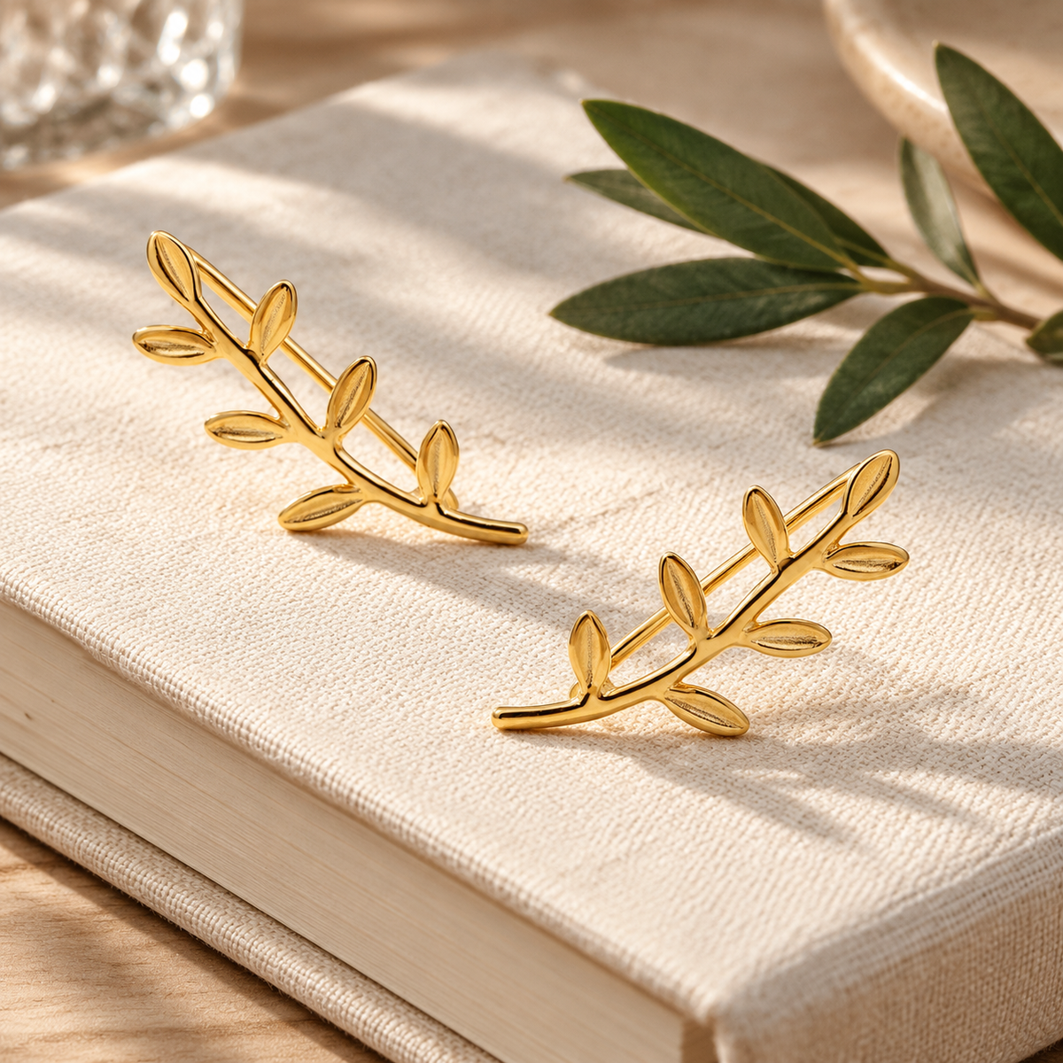 🌿 Ear Climbers | Gold-Tone | Everyday | Her Gift | Leaf Detail