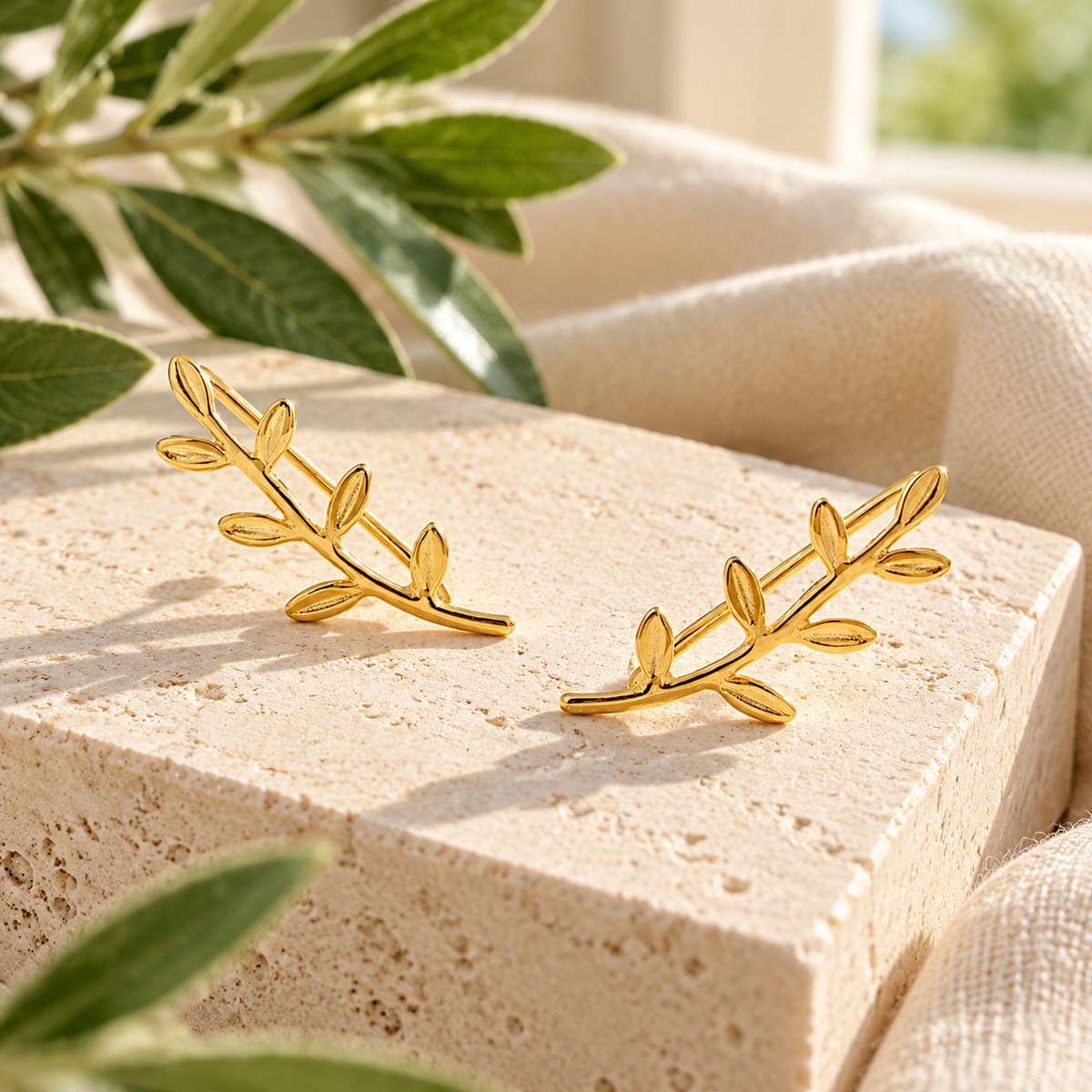 🌿 Ear Climbers | Gold-Tone | Everyday | Her Gift | Leaf Detail