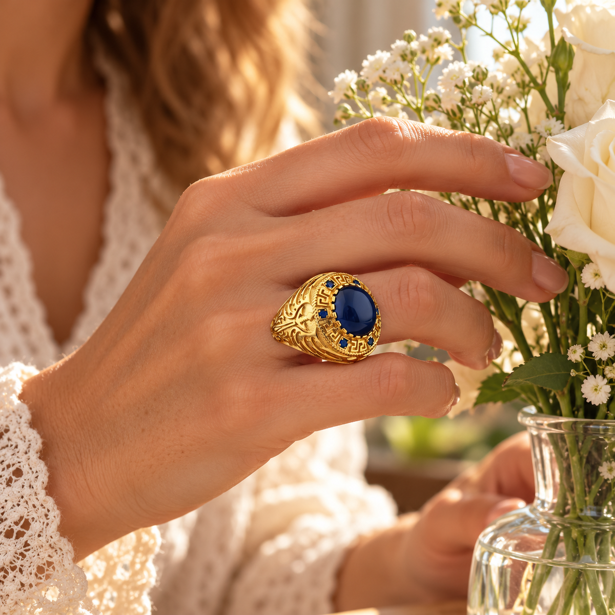 💍 Vintage Statement | Oval Gemstone Signet Ring | Romantic Gift with Regal Charm