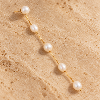 🦢 Elegant Jewelry | Gold-Tone Pearl Drops | Bridal Gift with Graceful Tassels