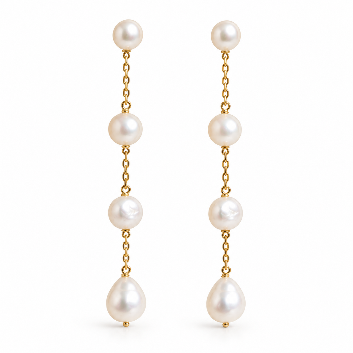 🌙 Pearl Earrings | Gold-Chain | Eveningwear | Her Gift | Luminous Drops