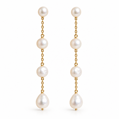 🌙 Pearl Earrings | Gold-Chain | Eveningwear | Her Gift | Luminous Drops