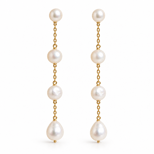 🌙 Pearl Earrings | Gold-Chain | Eveningwear | Her Gift | Luminous Drops