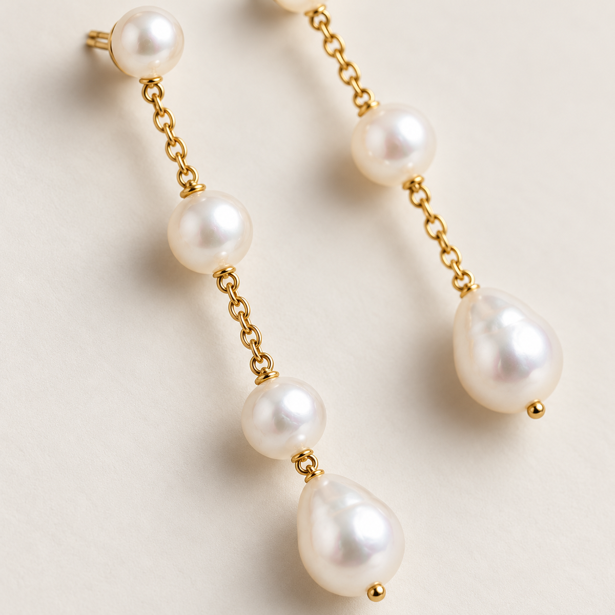 🌙 Pearl Earrings | Gold-Chain | Eveningwear | Her Gift | Luminous Drops
