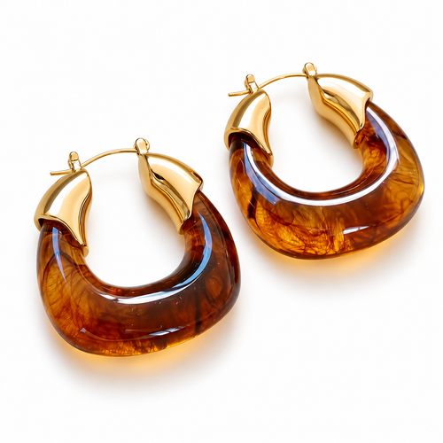 🍯 Hoop Earrings | Resin | Evening | Her Gift | Amber Glow