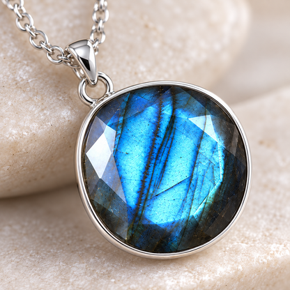 🔮 Crystal Necklace | Natural Stone | Daily Wear | Jewelry Lovers | Blue Flash Pendant