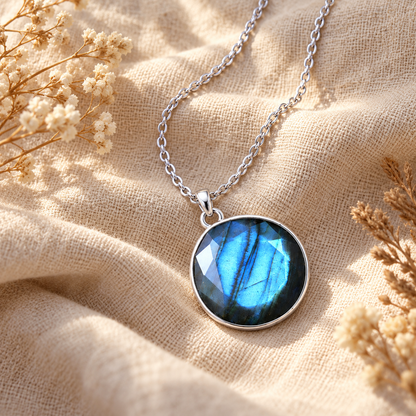 🔮 Crystal Necklace | Natural Stone | Daily Wear | Jewelry Lovers | Blue Flash Pendant