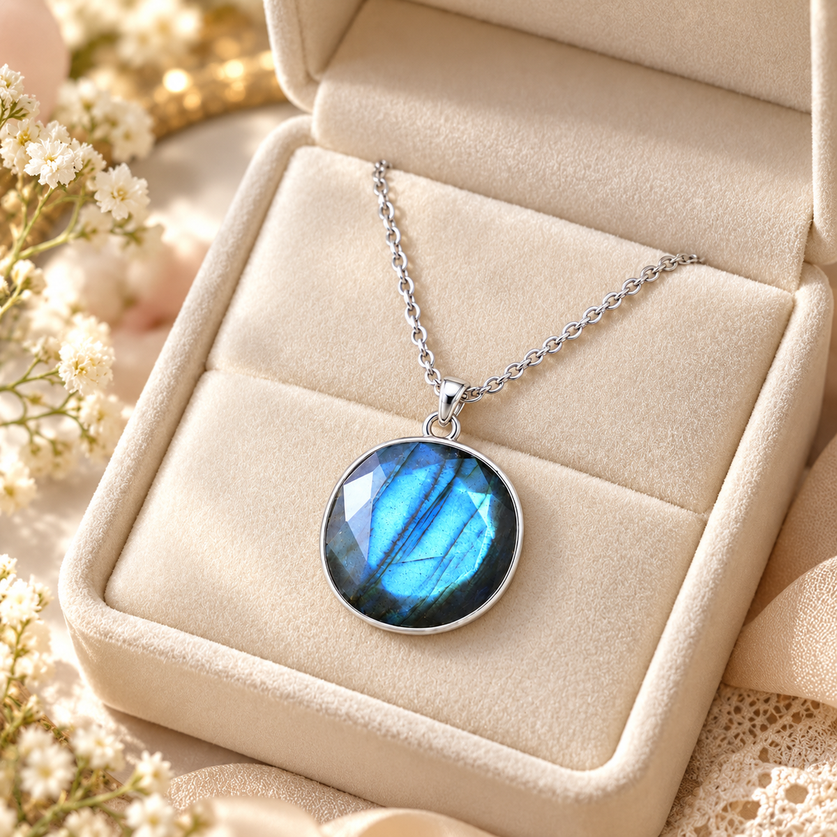 🔮 Crystal Necklace | Natural Stone | Daily Wear | Jewelry Lovers | Blue Flash Pendant