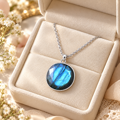 🔮 Crystal Necklace | Natural Stone | Daily Wear | Jewelry Lovers | Blue Flash Pendant