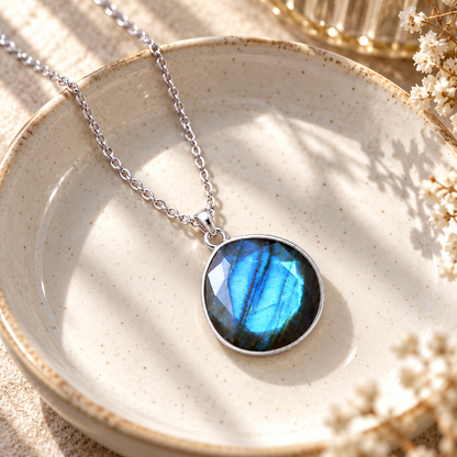🔮 Crystal Necklace | Natural Stone | Daily Wear | Jewelry Lovers | Blue Flash Pendant