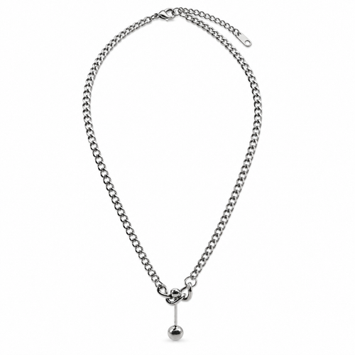🖤 Chain Necklace | Titanium Steel | Daily Wear | Minimalist Lovers | Drop Ball Detail