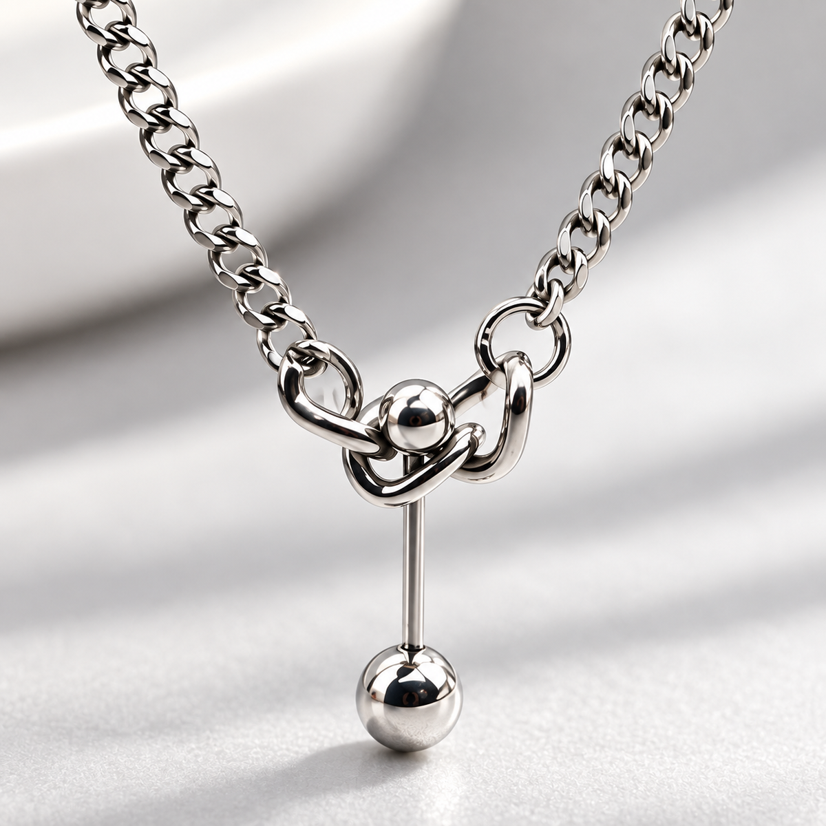 🖤 Chain Necklace | Titanium Steel | Daily Wear | Minimalist Lovers | Drop Ball Detail