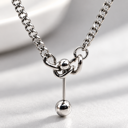 🖤 Chain Necklace | Titanium Steel | Daily Wear | Minimalist Lovers | Drop Ball Detail