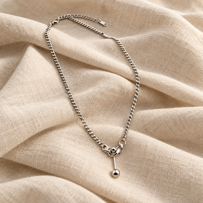 🖤 Chain Necklace | Titanium Steel | Daily Wear | Minimalist Lovers | Drop Ball Detail