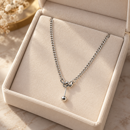 🖤 Chain Necklace | Titanium Steel | Daily Wear | Minimalist Lovers | Drop Ball Detail