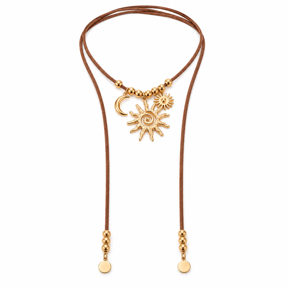 ☀️ Pendant Necklace | Braided Cord | Boho Styling | Jewelry Lovers | Sun Moon Charms