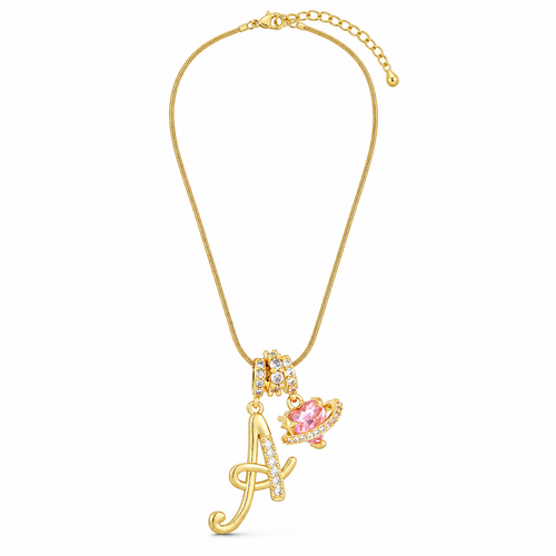 💫 Initial Necklace | Gold Crystal | Daily Wear | Her | Heart-Planet