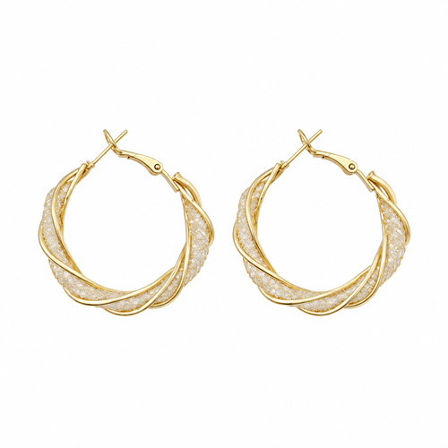 ✨ Hoop Earrings | Gold-Tone Metal | Daily Wear | Jewelry Lovers | Twisted Sparkle Design