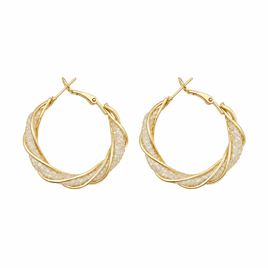 ✨ Hoop Earrings | Gold-Tone Metal | Daily Wear | Jewelry Lovers | Twisted Sparkle Design