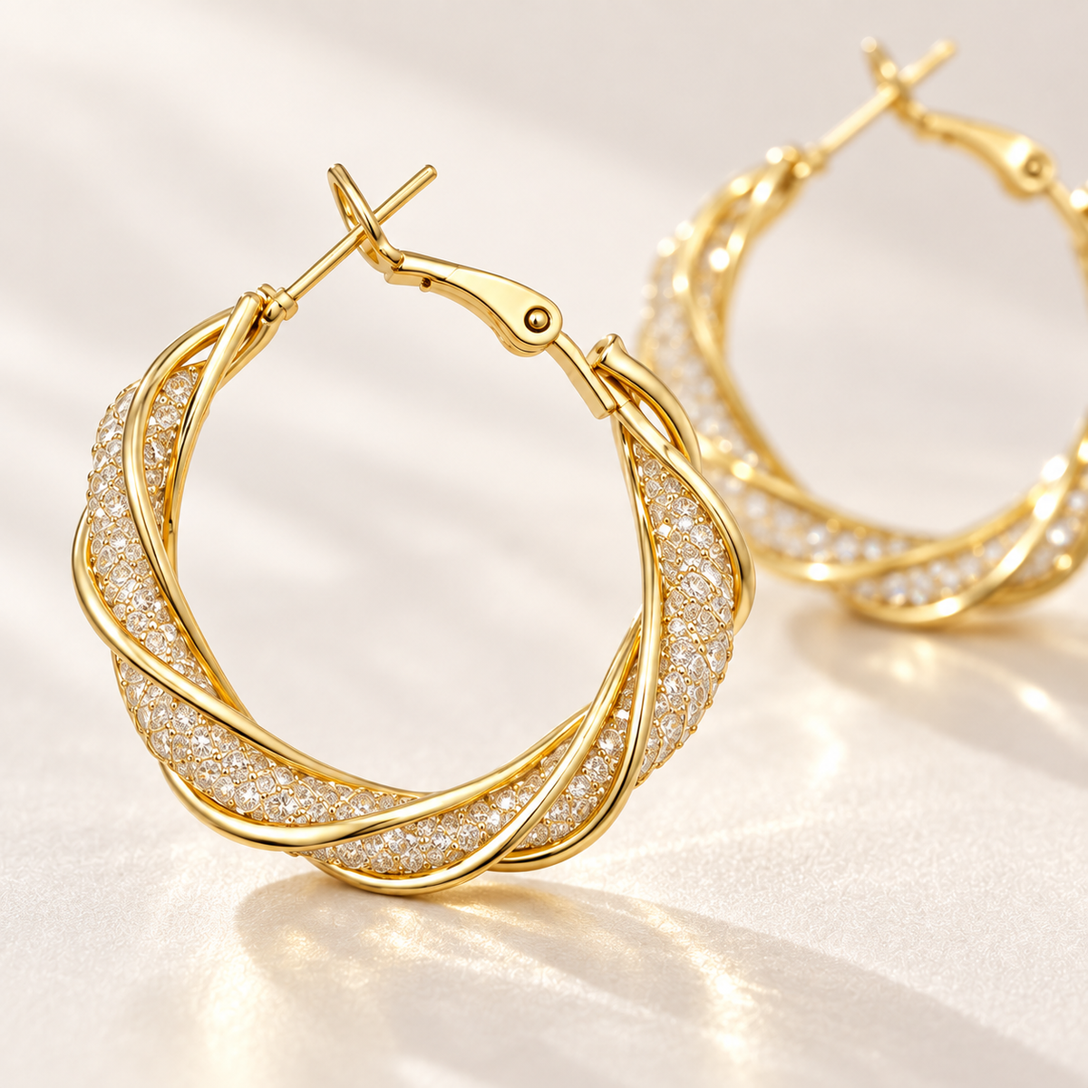 ✨ Hoop Earrings | Gold-Tone Metal | Daily Wear | Jewelry Lovers | Twisted Sparkle Design