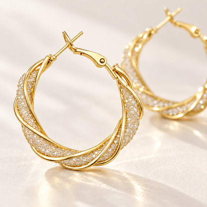 ✨ Hoop Earrings | Gold-Tone Metal | Daily Wear | Jewelry Lovers | Twisted Sparkle Design
