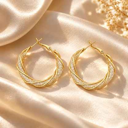 ✨ Hoop Earrings | Gold-Tone Metal | Daily Wear | Jewelry Lovers | Twisted Sparkle Design