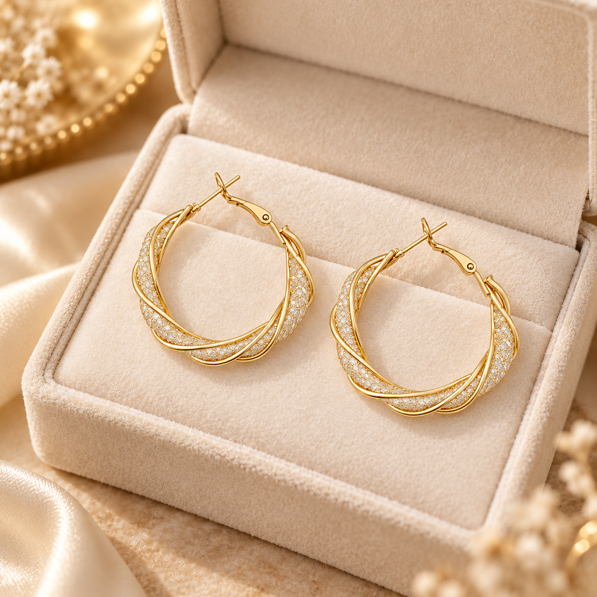 ✨ Hoop Earrings | Gold-Tone Metal | Daily Wear | Jewelry Lovers | Twisted Sparkle Design