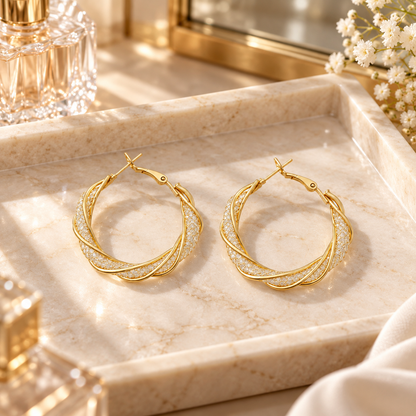 ✨ Hoop Earrings | Gold-Tone Metal | Daily Wear | Jewelry Lovers | Twisted Sparkle Design