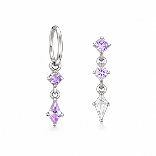💜 Drop Earrings | Lavender Zircon | Evening Wear | Jewelry Lovers | Long Crystal Dangle
