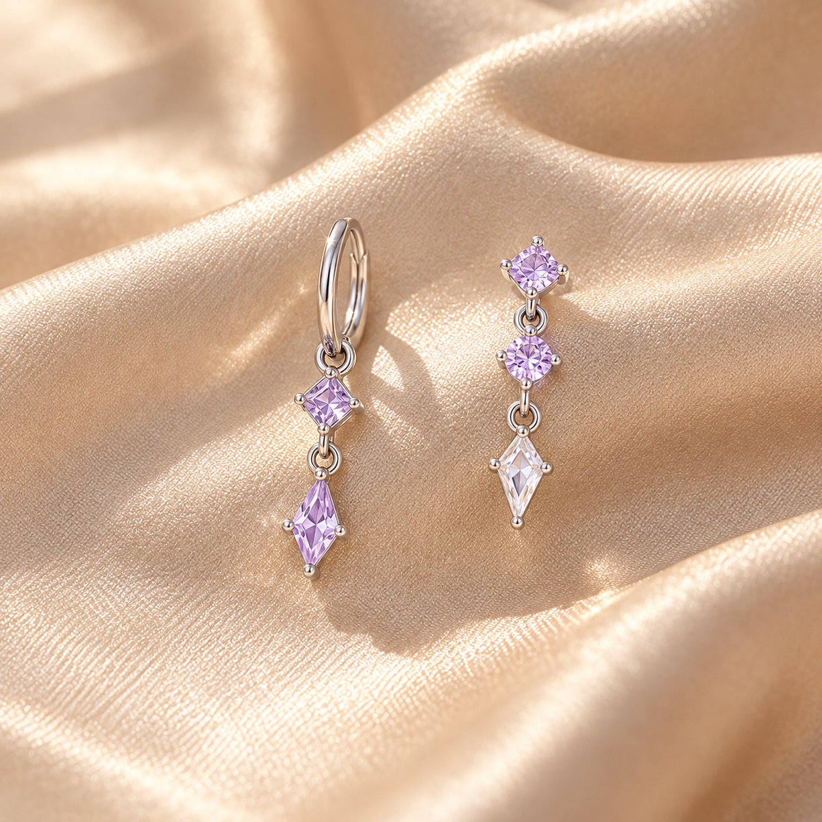 💜 Drop Earrings | Lavender Zircon | Evening Wear | Jewelry Lovers | Long Crystal Dangle