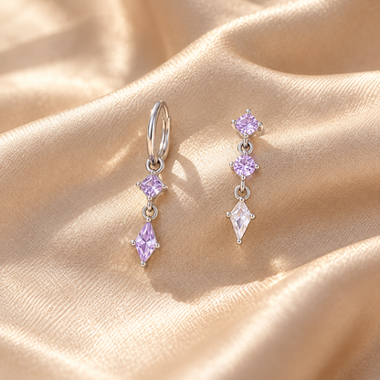 💜 Drop Earrings | Lavender Zircon | Evening Wear | Jewelry Lovers | Long Crystal Dangle
