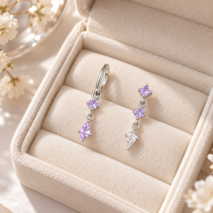 💜 Drop Earrings | Lavender Zircon | Evening Wear | Jewelry Lovers | Long Crystal Dangle