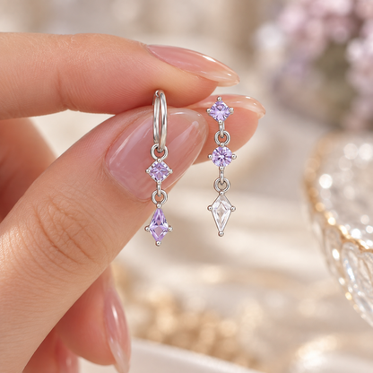 💜 Drop Earrings | Lavender Zircon | Evening Wear | Jewelry Lovers | Long Crystal Dangle
