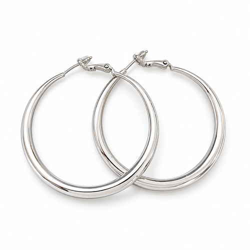 ⚪ Hoop Earrings | Silver-Tone Metal | Daily Wear | Minimalist Lovers | Geometric C-Hoop
