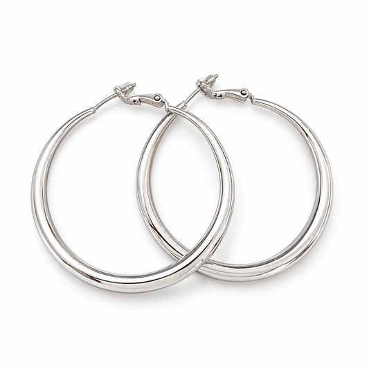 ⚪ Hoop Earrings | Silver-Tone Metal | Daily Wear | Minimalist Lovers | Geometric C-Hoop