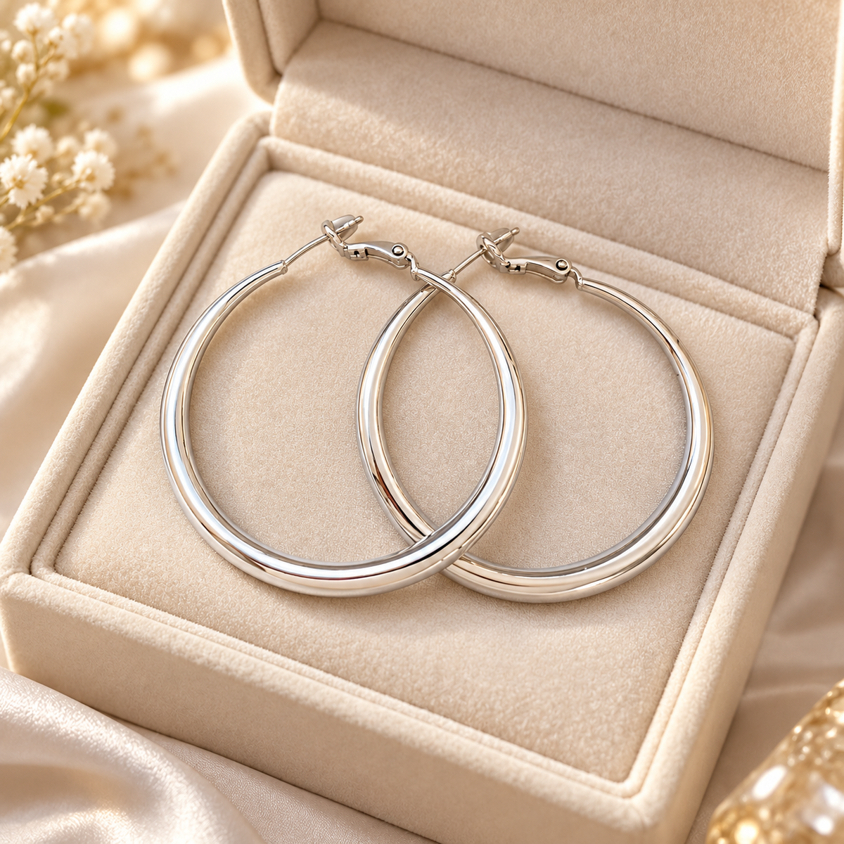 ⚪ Hoop Earrings | Silver-Tone Metal | Daily Wear | Minimalist Lovers | Geometric C-Hoop