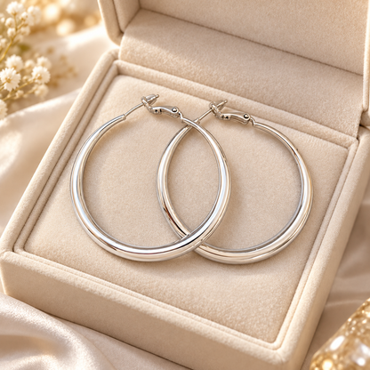 ⚪ Hoop Earrings | Silver-Tone Metal | Daily Wear | Minimalist Lovers | Geometric C-Hoop