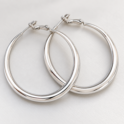 ⚪ Hoop Earrings | Silver-Tone Metal | Daily Wear | Minimalist Lovers | Geometric C-Hoop