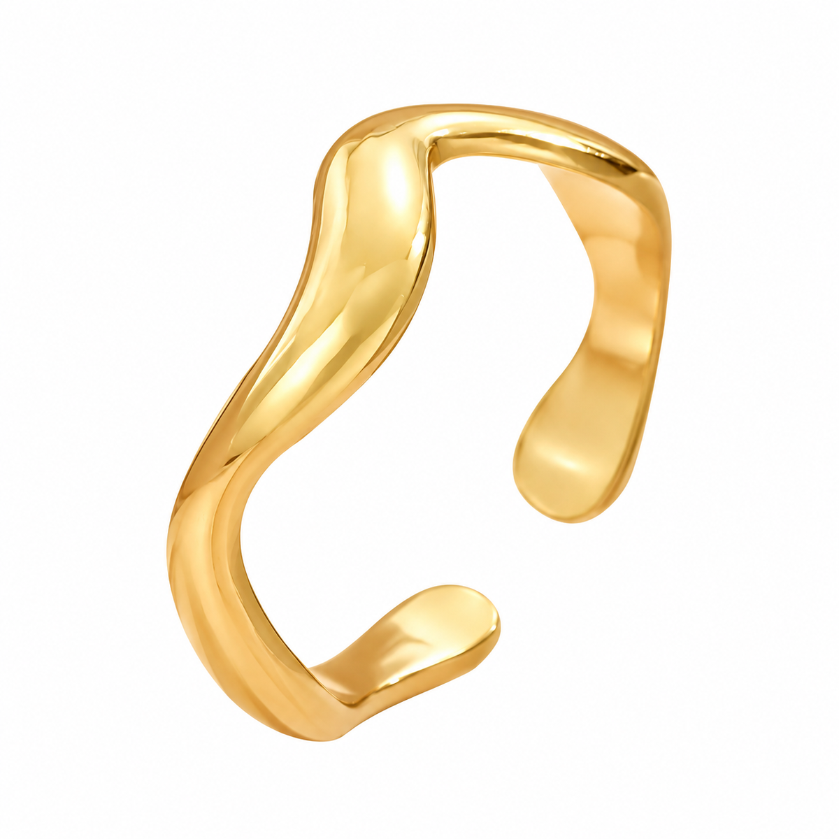 〰️ Wave Ring | Gold-Tone Metal | Daily Wear | Minimalist Lovers | Sculptural Curve